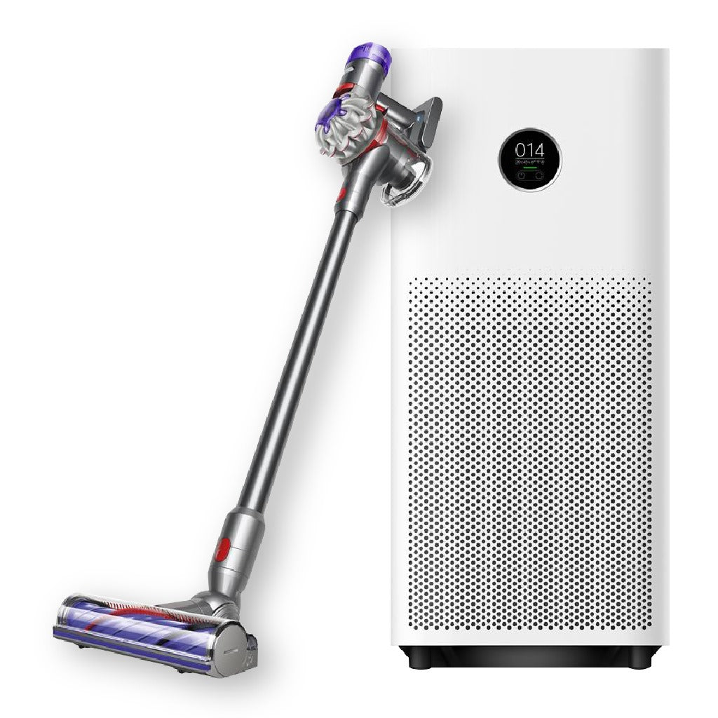 Dyson V8 Advanced – Aspirateur Balai Sans Fil + Xiaomi Mi Air Purifier 4 – Purificateur d’Air Intelligent